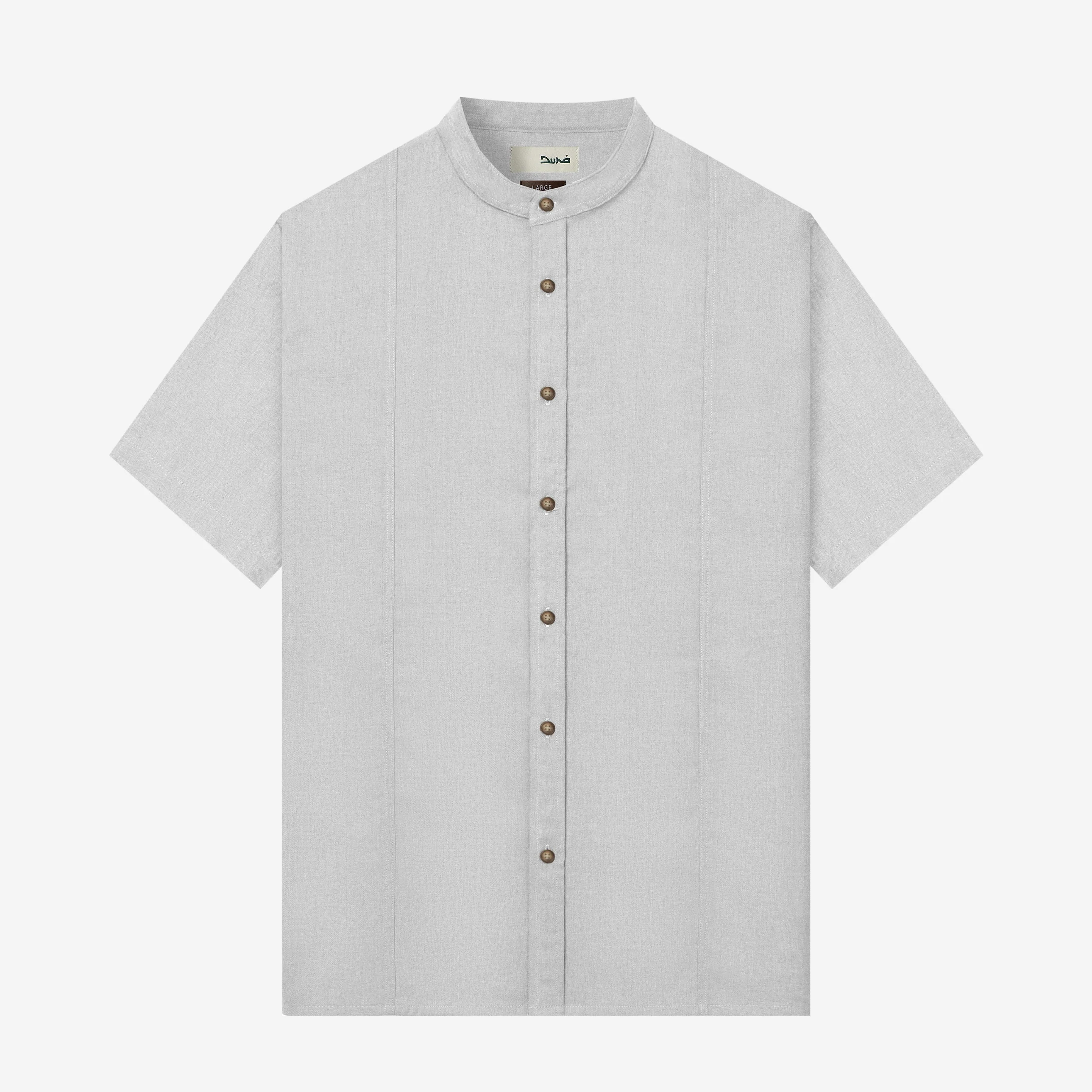 Ghaba Short Sleeve Flannel Shirt - Light Grey