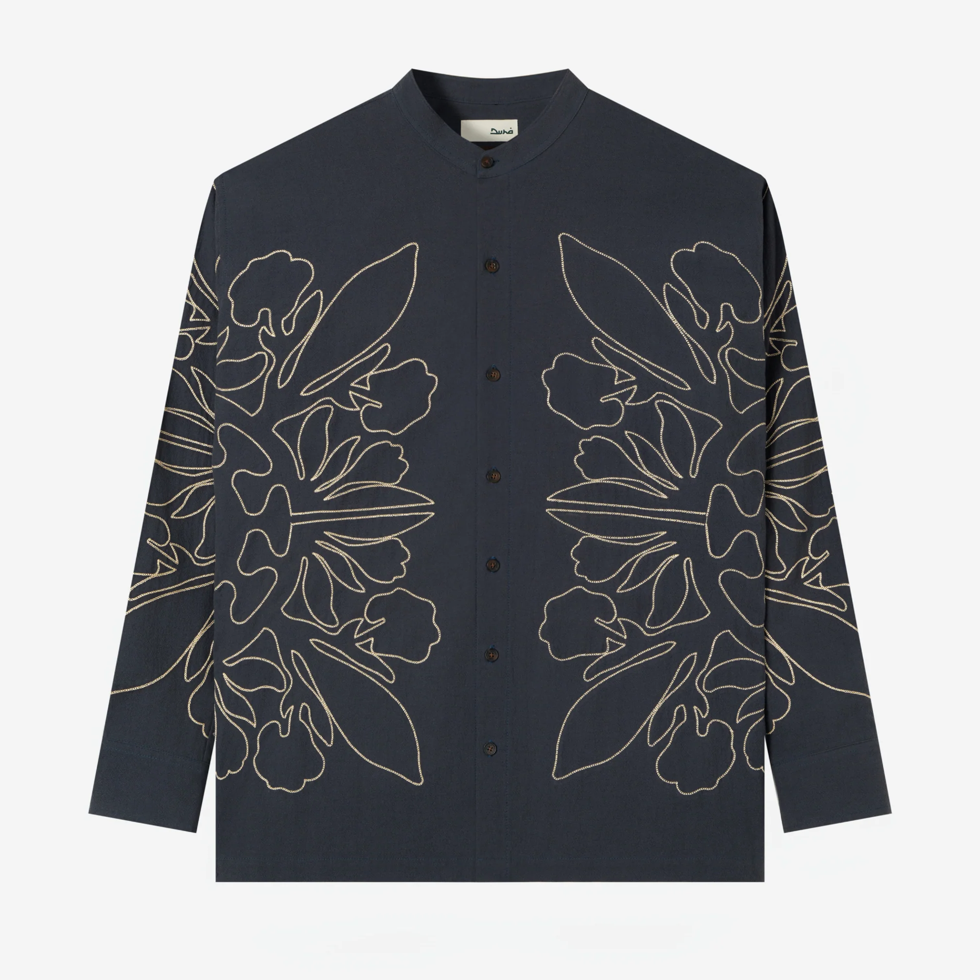Layth Long Sleeve Linen Shirt - Navy