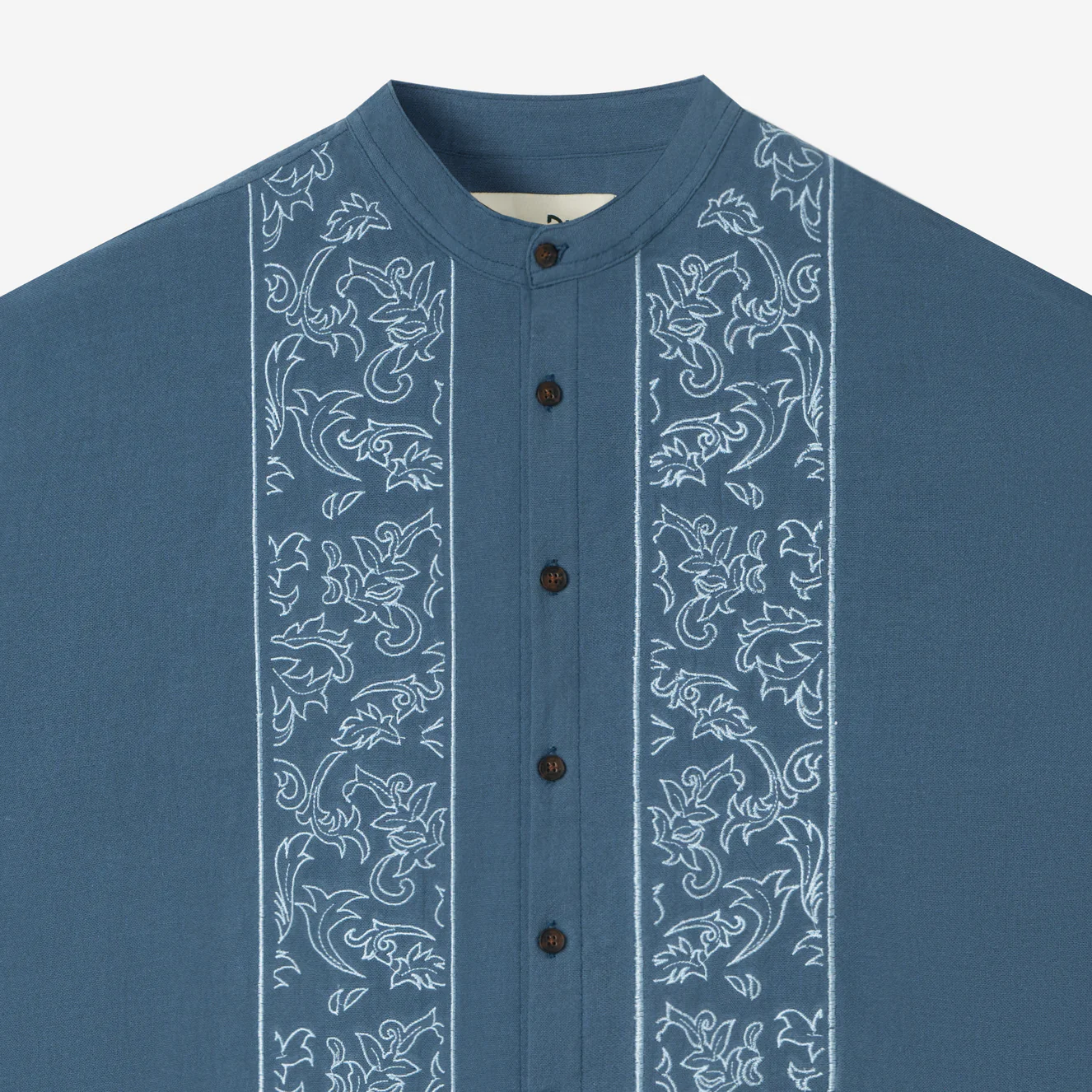 Naeem Long Sleeve Linen Shirt - Blue - Image 2
