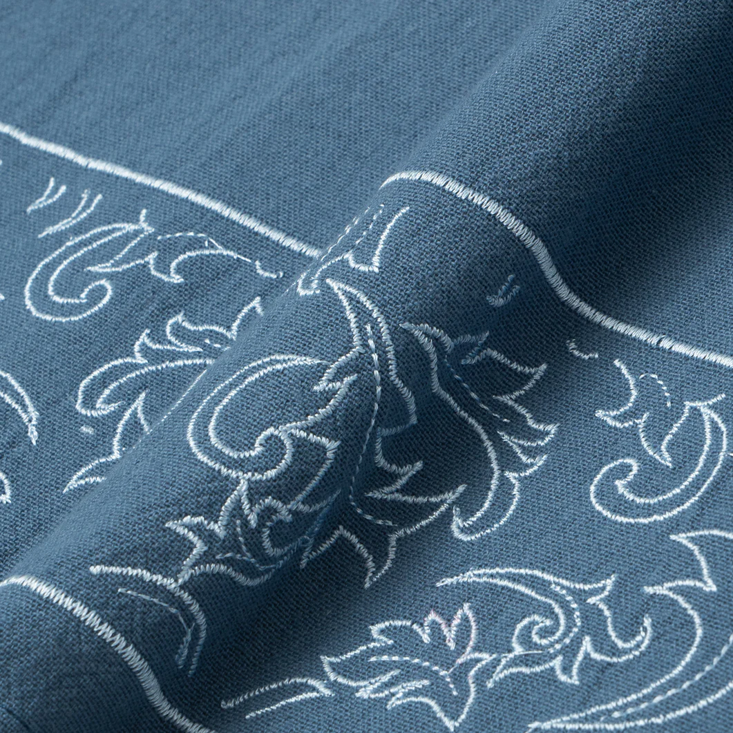 Naeem Long Sleeve Linen Shirt - Blue - Image 3