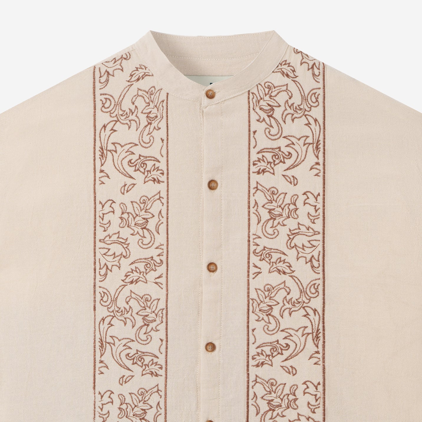 Naeem Long Sleeve Linen Shirt - Khaki - Image 2
