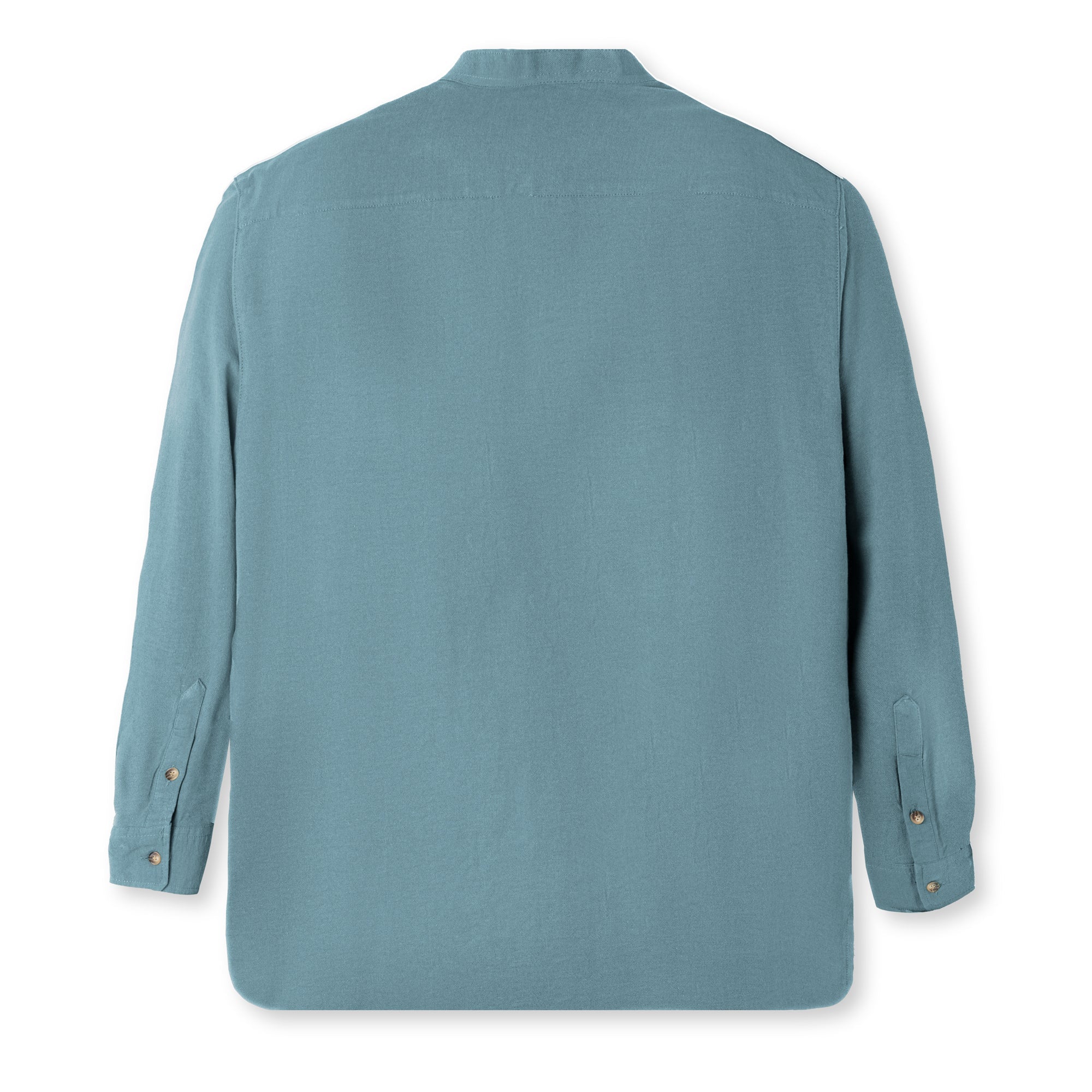 Rashed Long Sleeve Linen Shirt - Soft Blue - Image 4