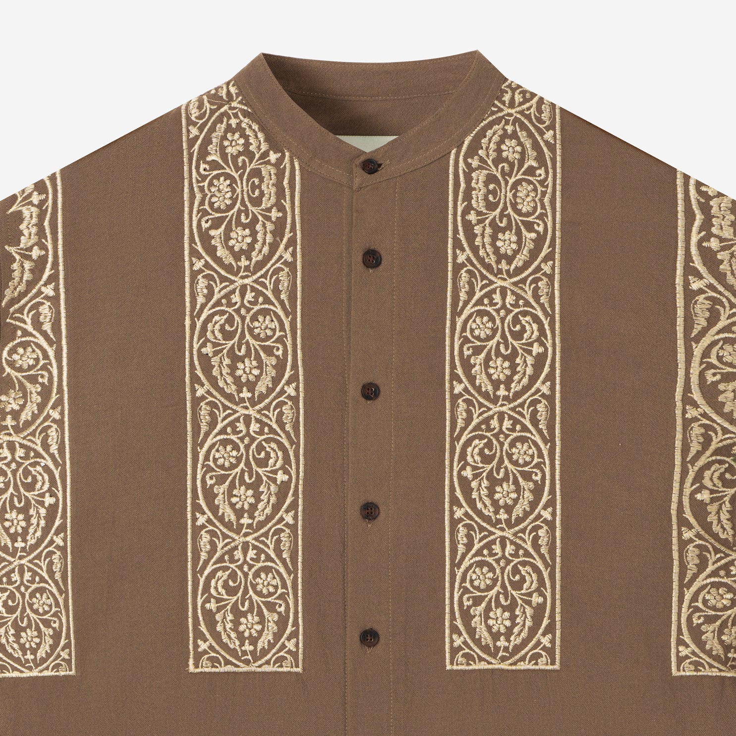 Sami Long Sleeve Linen Shirt - Brown - Image 2