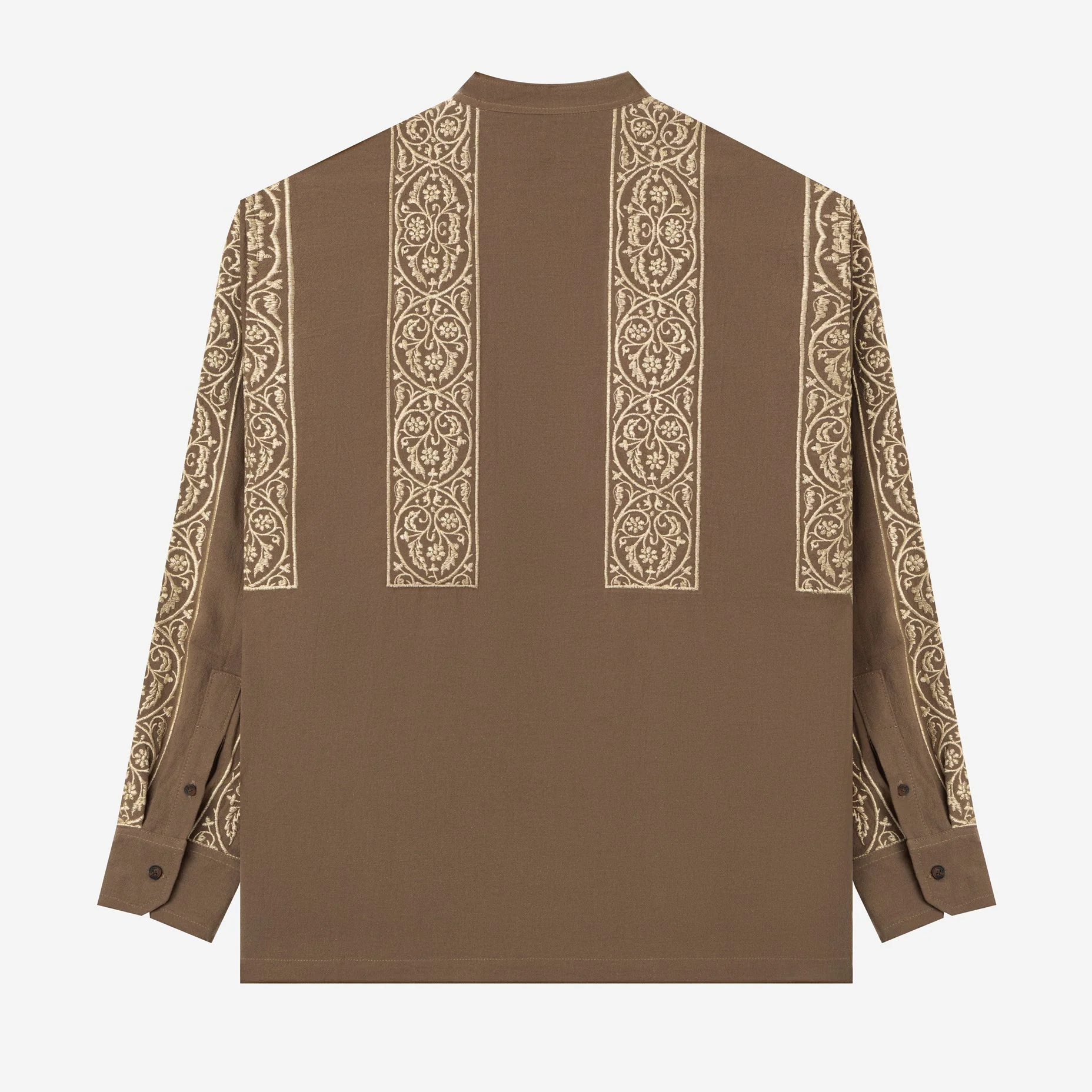 Sami Long Sleeve Linen Shirt - Brown - Image 4