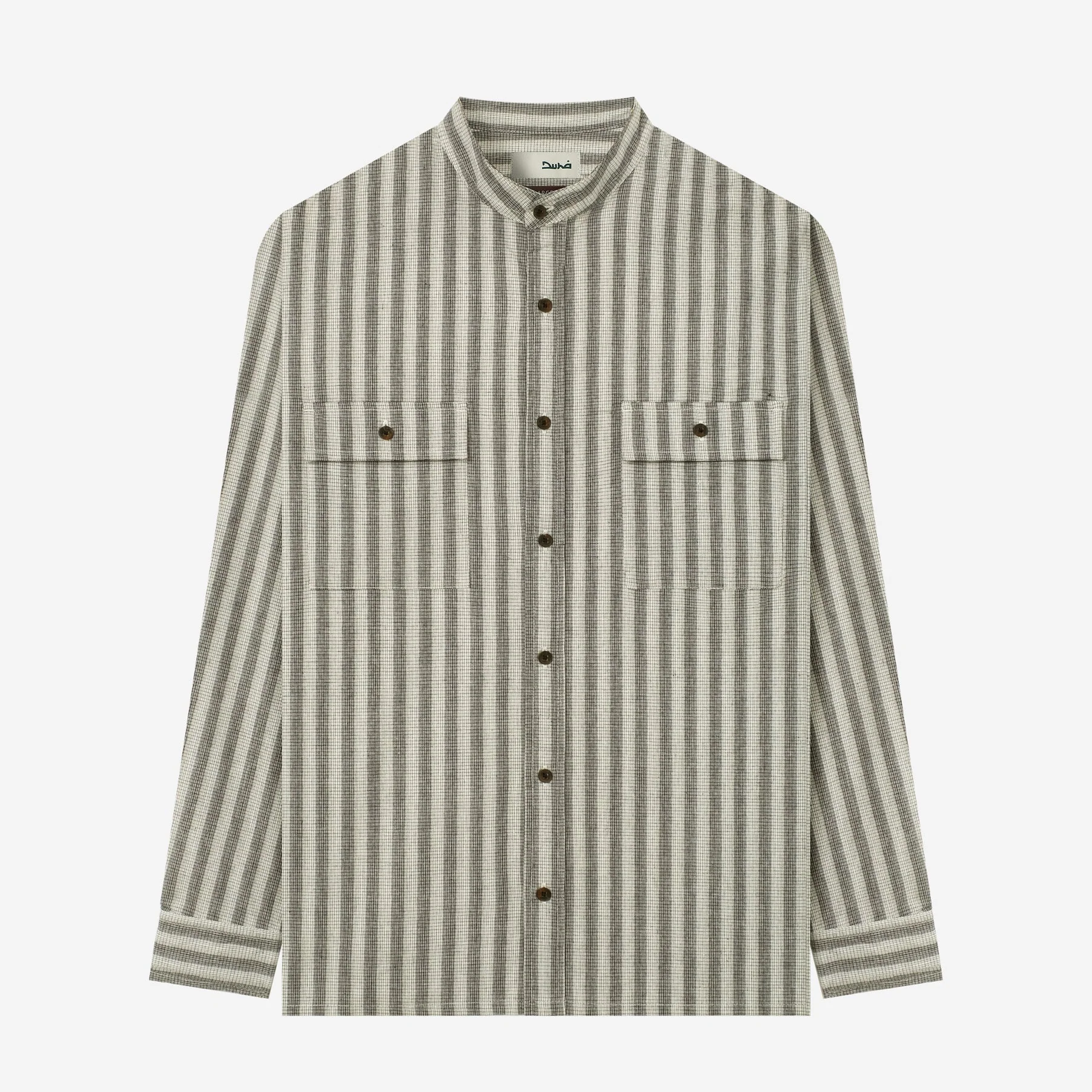 Sayf Long Sleeve Linen Stripes Shirt - Black Sand