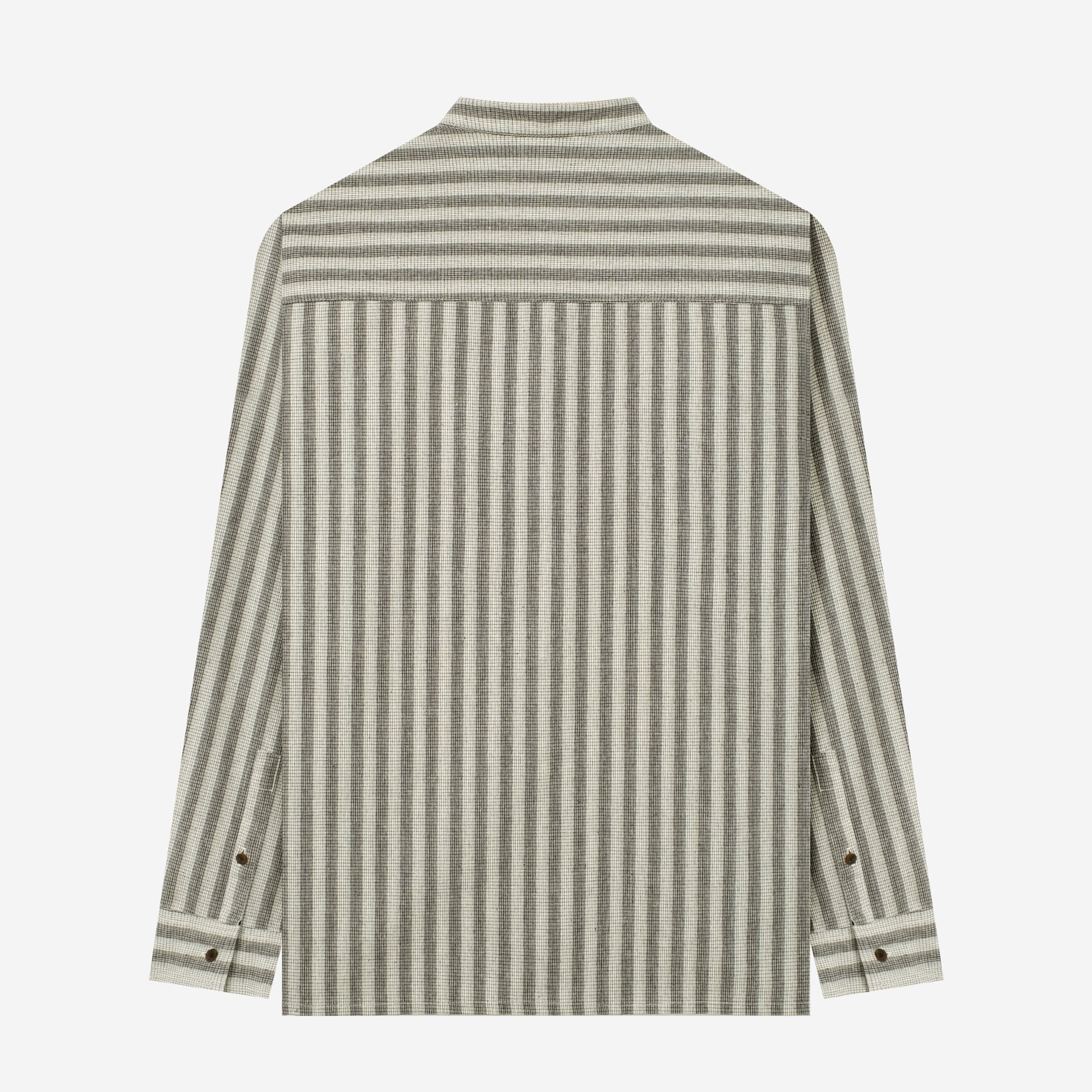 Sayf Long Sleeve Linen Stripes Shirt - Black Sand - Image 4