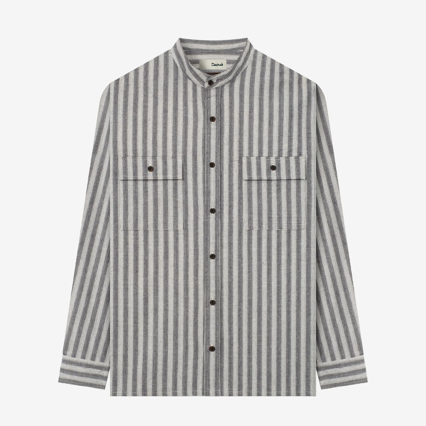 Sayf Long Sleeve Linen Stripes shirt - Black White