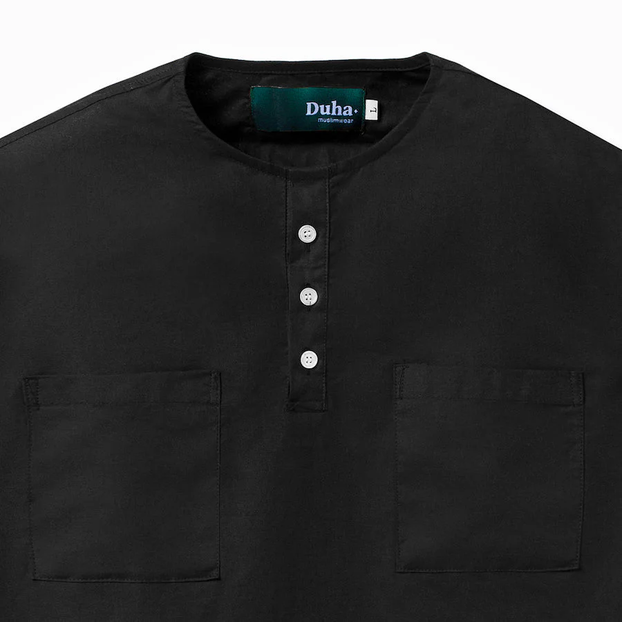 Shahzain Two Pocket Long Sleeve Shirt Black - Image 2