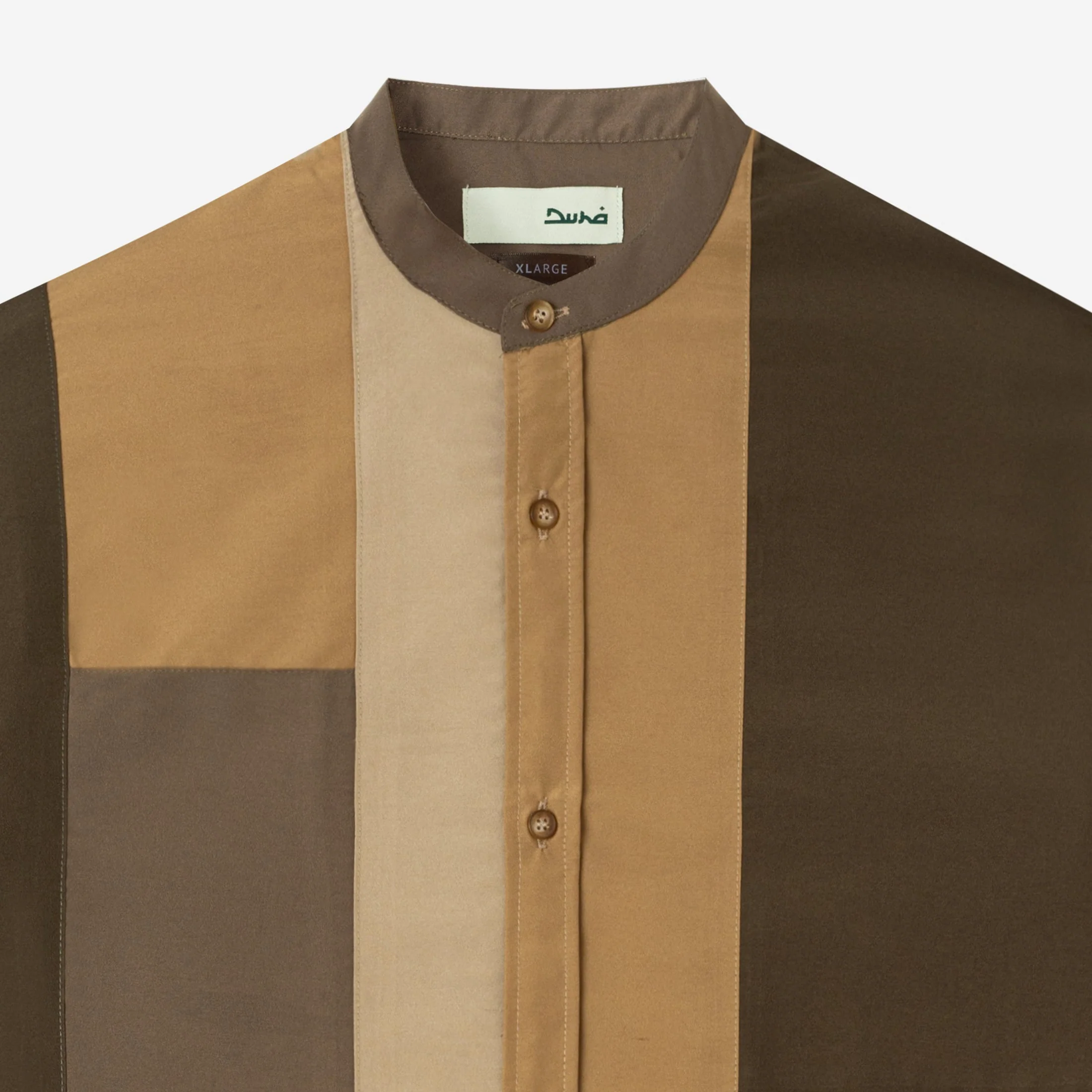 Ward Patchwork Shirt Short Sleeve - Khaki Olive - Image 2