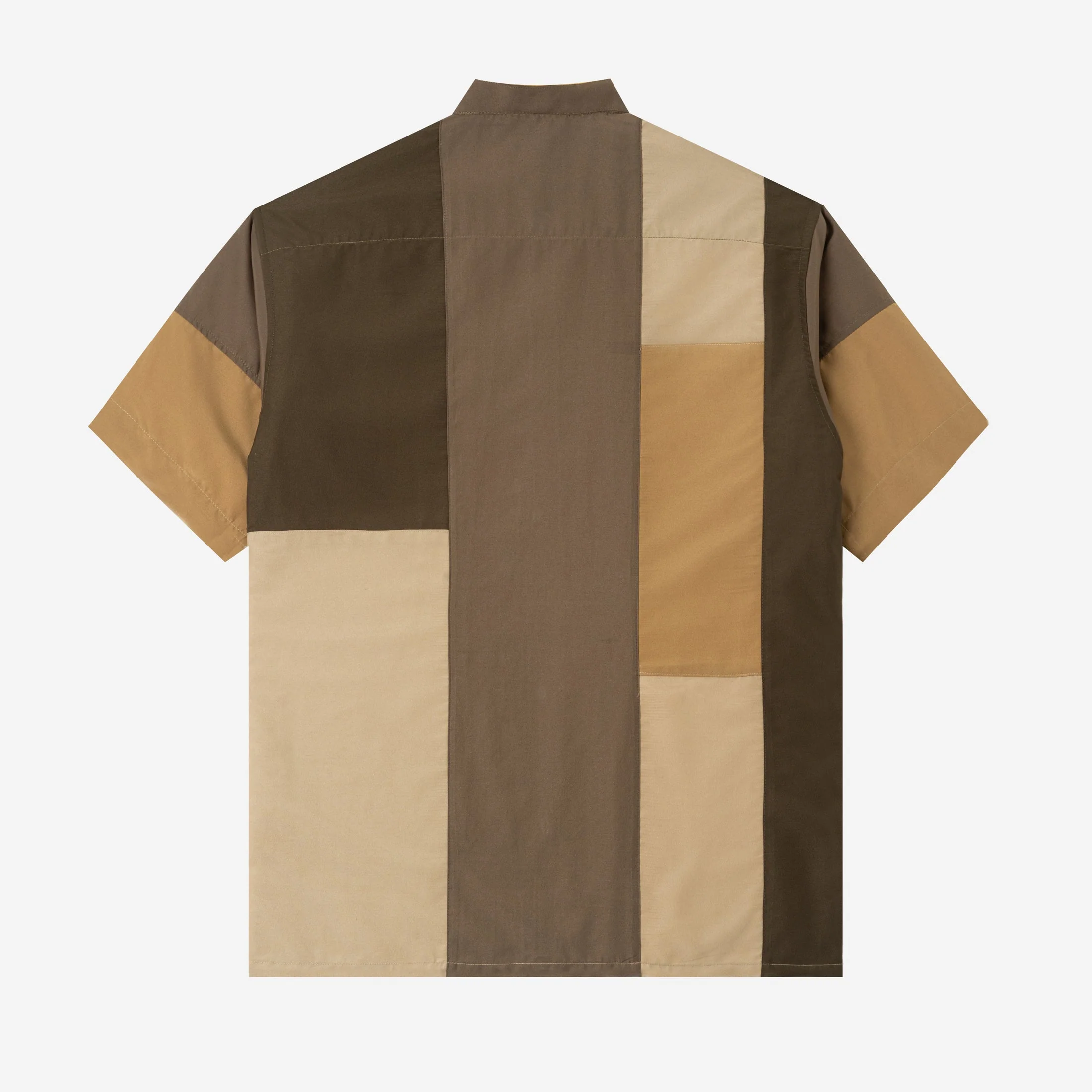 Ward Patchwork Shirt Short Sleeve - Khaki Olive - Image 4