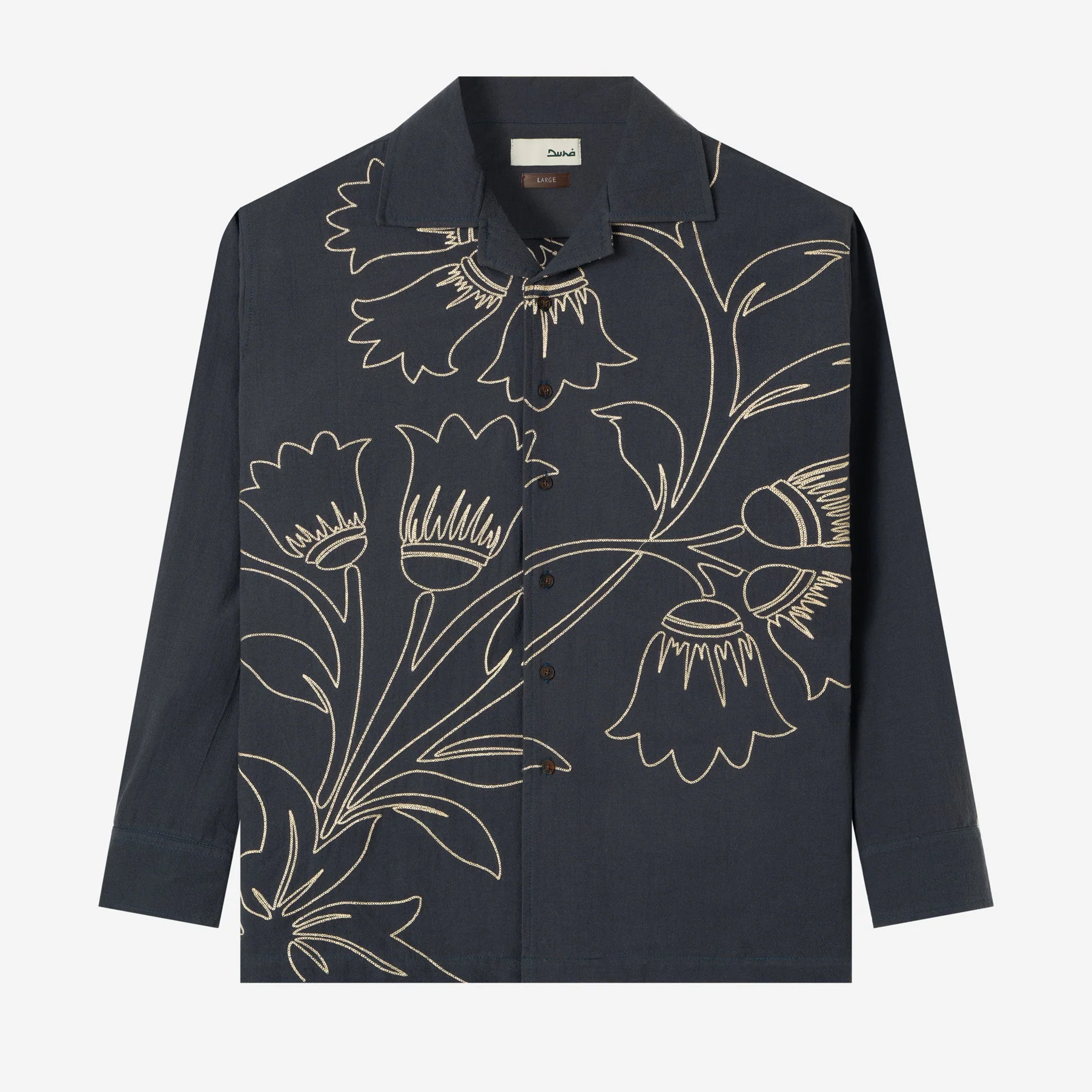 Zaeed Long Sleeve Linen Shirt - Navy