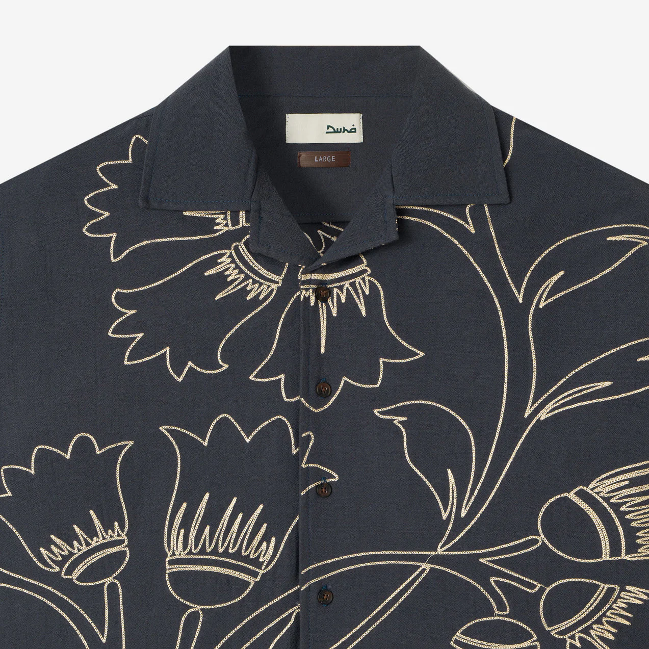 Zaeed Long Sleeve Linen Shirt - Navy - Image 2
